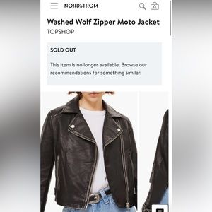 Topshop Washed Wolf Zipper Moto Leather Jacket
